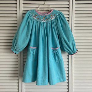 Shrimp & Grits Kids snowman & snowflake corduroy smocked dress girl’s size 3T